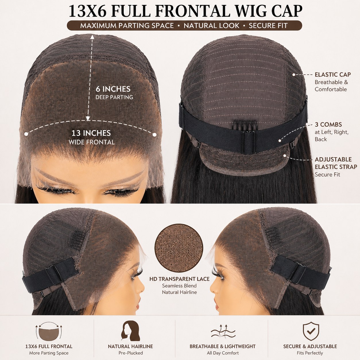 Straight Virgin Hair Natural 1b Colour Hd Lace Frontal Wig 13x6