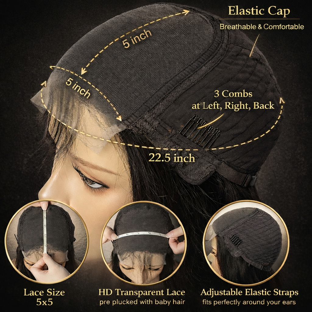 Curly Virgin Hair 4c edges Glueless Wig 5x5 Hd Lace Closure