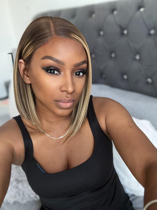 Blonde Highlighted Bob Style HD 13x4 Lace Custom Wig Virgin Hair