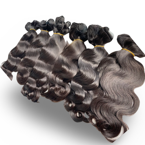 Cambodian Wavy Double Drawn 100% Raw Human Hair Weft Bundles