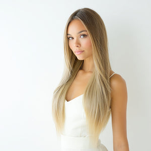 Blonde Balayage Virgin Hair U Part V Part Custom Wigs 180% Density