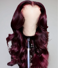 Load image into Gallery viewer, HD Lace Frontal Virgin Hair Wig 13x6 custom coloured 99J Lagos hairline