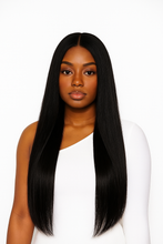Load image into Gallery viewer, Straight Glueless Virgin Hair 4x4 Transparent Lace Closure Wig Natural 1b colour 12&quot; to 30&quot;