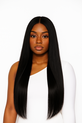 Straight Glueless Virgin Hair 4x4 Transparent Lace Closure Wig Natural 1b colour 12