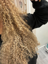 Load image into Gallery viewer, Custom Coloured &amp; Custom Texture Clip In Virgin Hair Extensions Blonde with Low Lights Wigs Ldn Wigs London  