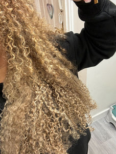Custom Coloured & Custom Texture Clip In Virgin Hair Extensions Blonde with Low Lights Wigs Ldn Wigs London  