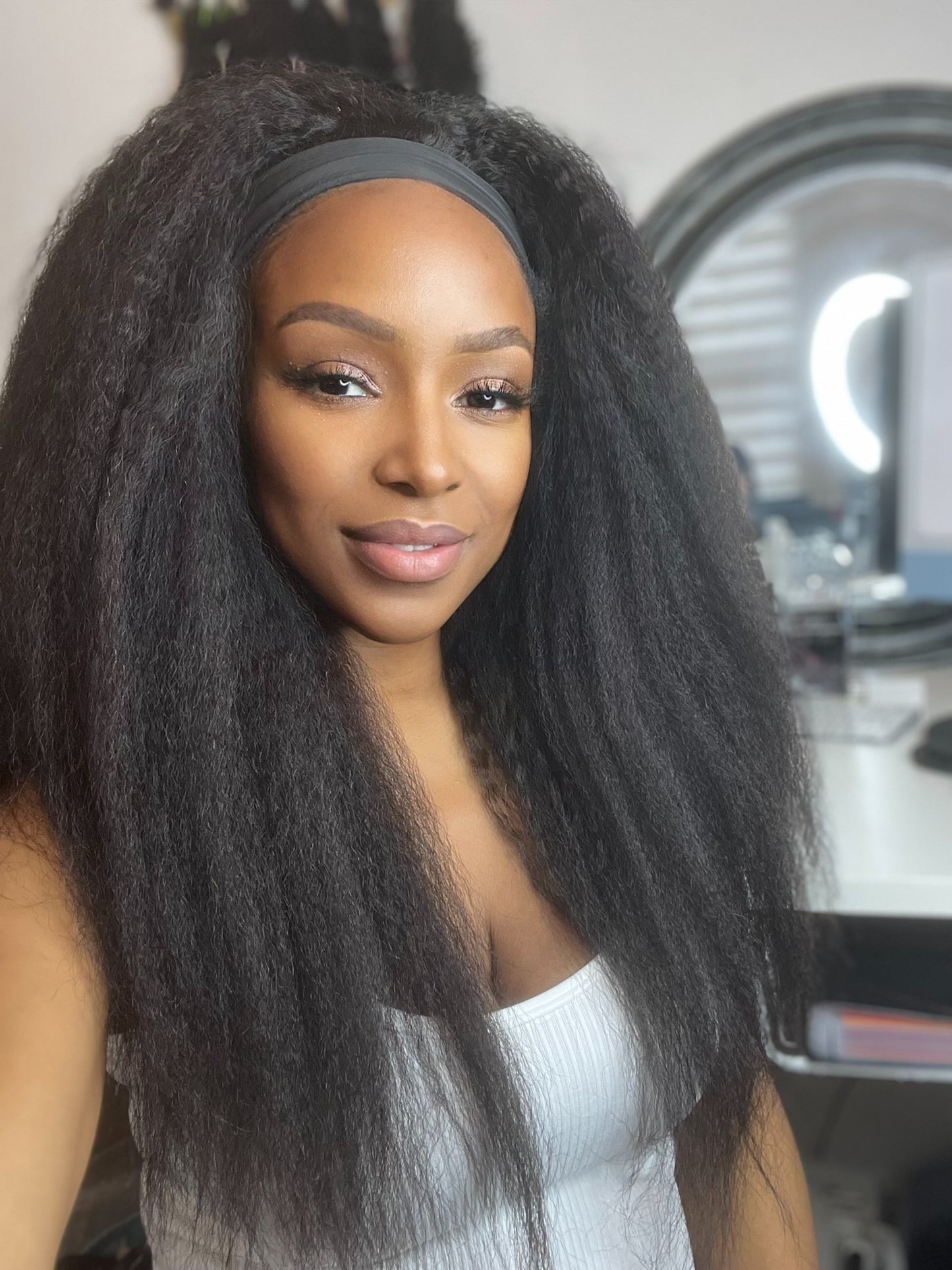 Kinky straight headband wig virgin human hair 