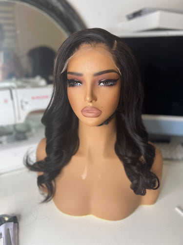 Loose Wave Virgin Hair Custom Glueless 6x6 HD Lace Closure Wig Natural 1b Colour