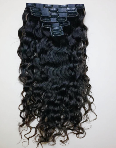 Water Wave Seamless Clip Ins Virgin Hair Extensions