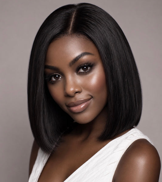Straight Virgin Hair Bob Glueless customised wig 13x4 HD lace frontal