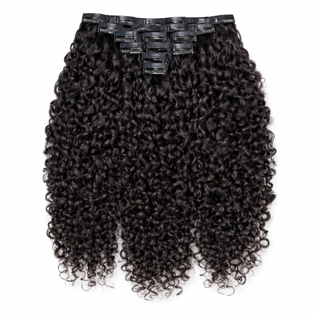 Burmese curl Seamless Clip Ins Virgin Hair Extensions