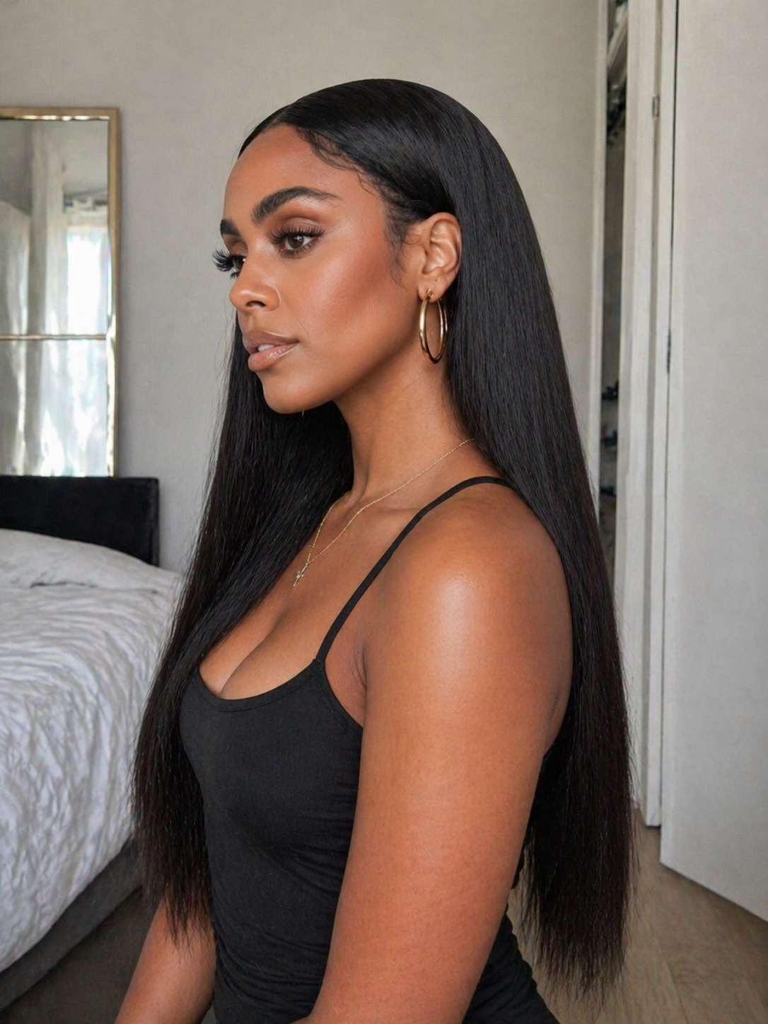 Straight Virgin Hair Natural 1b Colour Hd Lace Frontal Wig 13x6