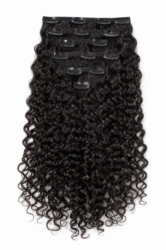 Burmese curl Seamless Clip Ins Virgin Hair Extensions