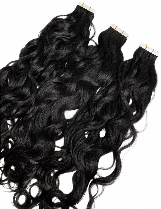 Wavy tape hair extensions 