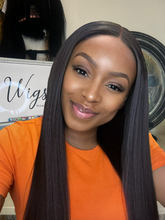 Load image into Gallery viewer, Straight Glueless Virgin Hair 4x4 Transparent Lace Closure Wig Natural 1b colour 12&quot; to 30&quot;