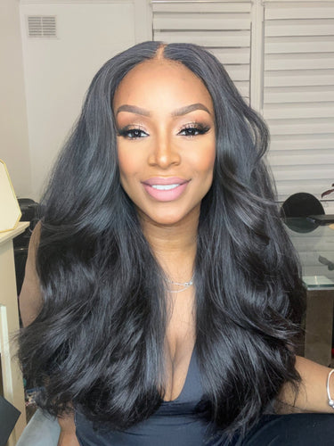 Wavy Virgin Hair 4x4 HD Lace Closure Glueless Wig Natural 1b Colour