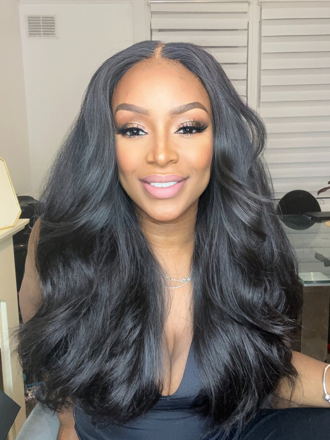 Wavy Virgin Hair 4x4 HD Lace Closure Glueless Wig Natural 1b Colour
