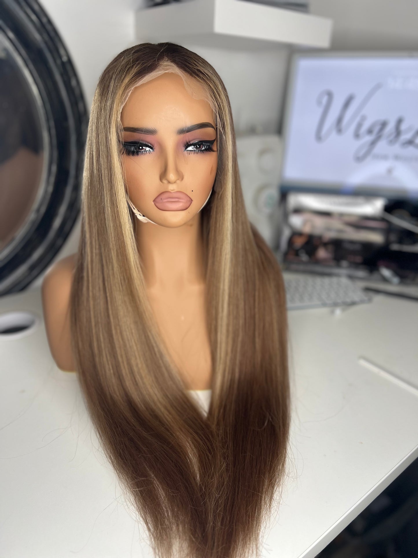 Money piece custom coloured wig 250% density virgin hair 