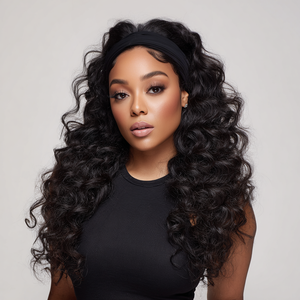 Virgin Hair Headband Wigs Lengths 12"-30" Natural 1b Colour